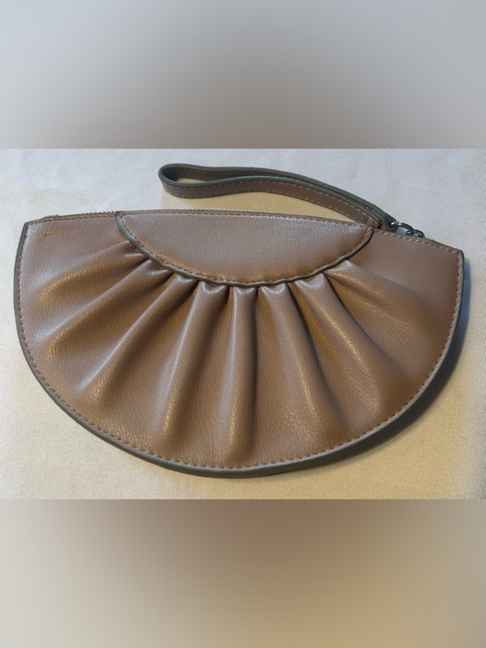 a new day Champagne Ruched Vegan Leather Wristlet Clutch
